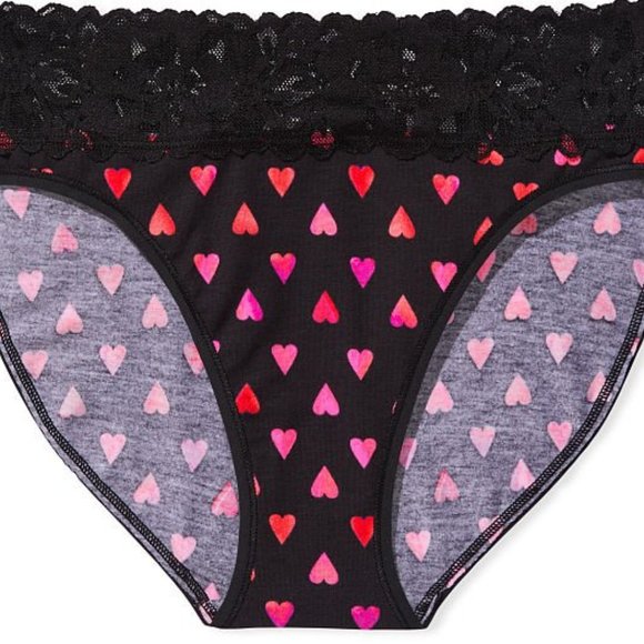 💕Last Pair VS Lace Waist Cotton High Leg Briefs w/ Hearts NWT So Comfy - Picture 6 of 9